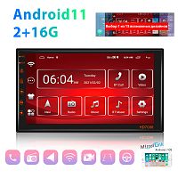 автомагнитола 2din pdf hd7088 android, 2g+16gb, сенсорный экран 7", fm радио, bluetooth, t3, aps  фото